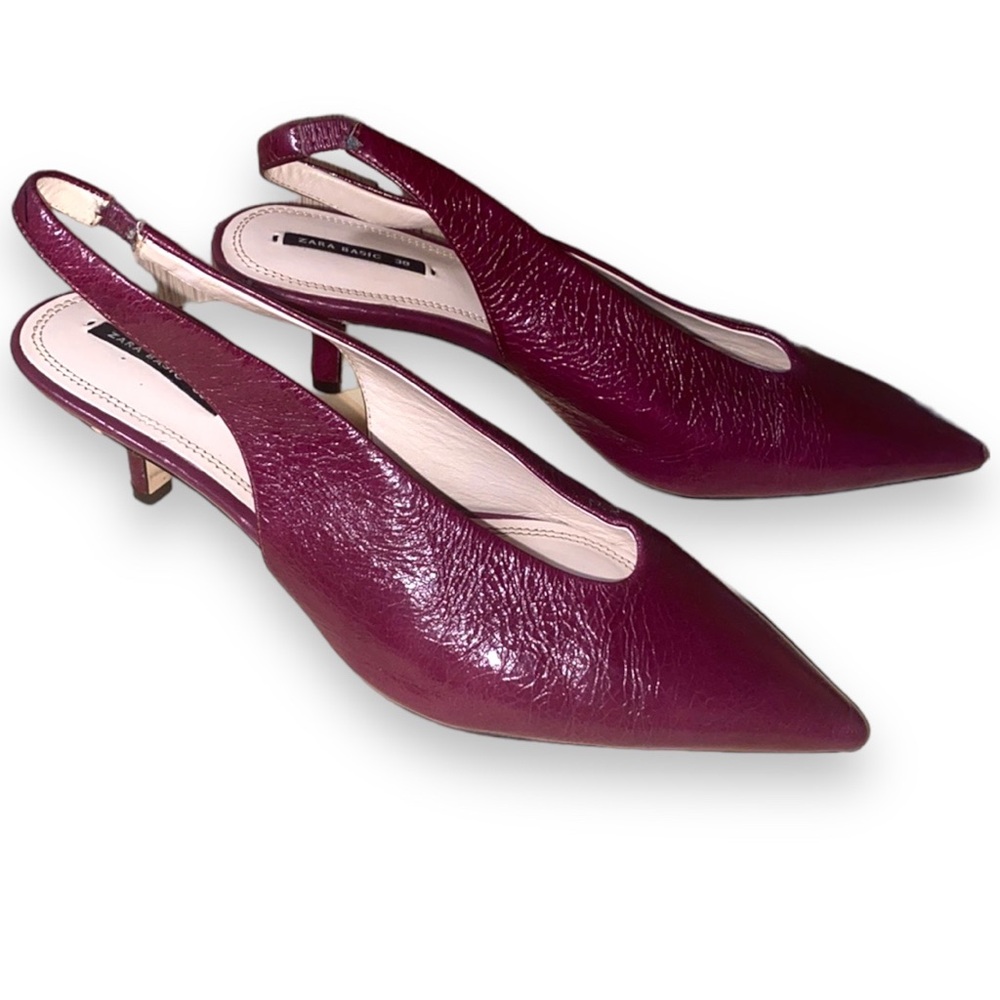 Zara VTG style Wine slingback heels